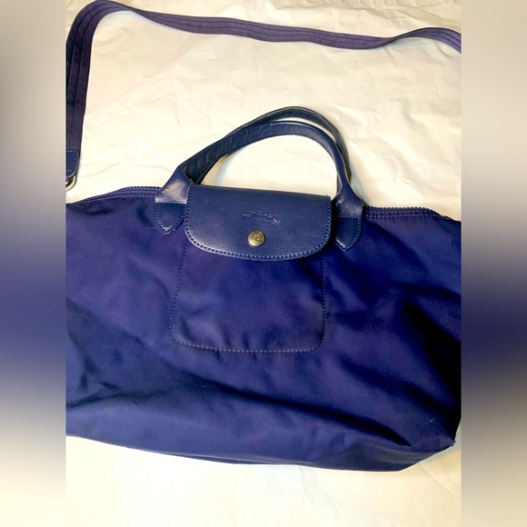 Longchamp Toto bag blue with silver accent zipper medium - Picture 1 of 12